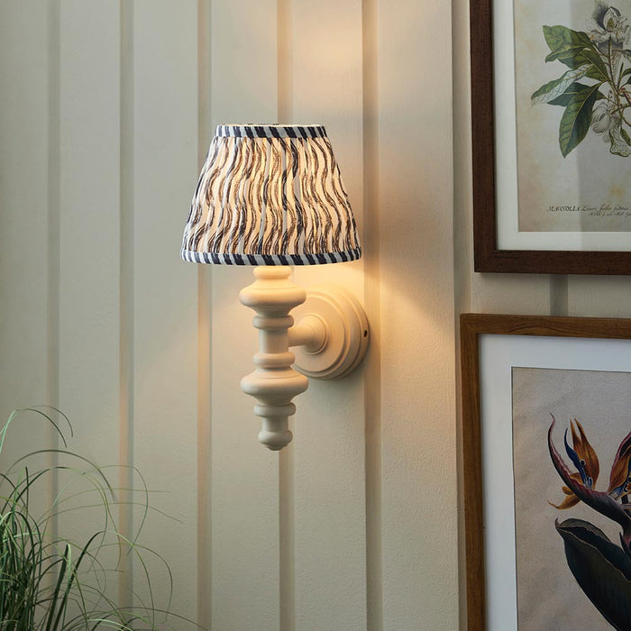 Carnaby And Ripple 20cm Pearl Grey Shade Wall Light With Satin Almond White Base