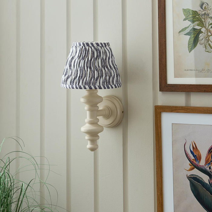 Carnaby And Ripple 20cm Pearl Grey Shade Wall Light With Satin Almond White Base