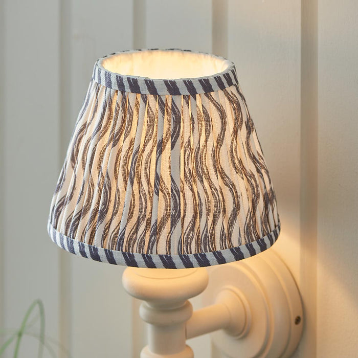 Carnaby And Ripple 20cm Pearl Grey Shade Wall Light With Satin Almond White Base