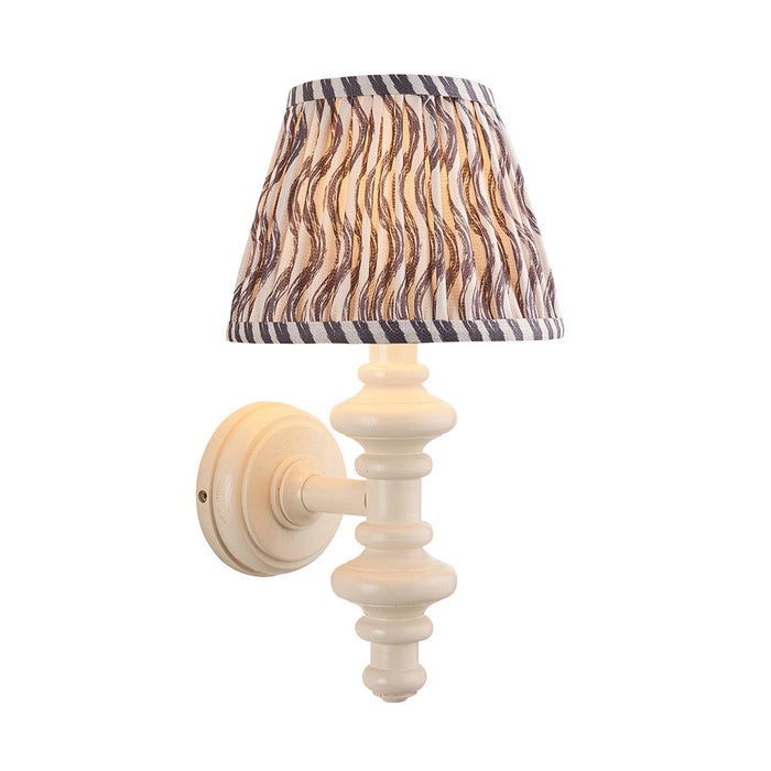 Carnaby And Ripple 20cm Pearl Grey Shade Wall Light With Satin Almond White Base