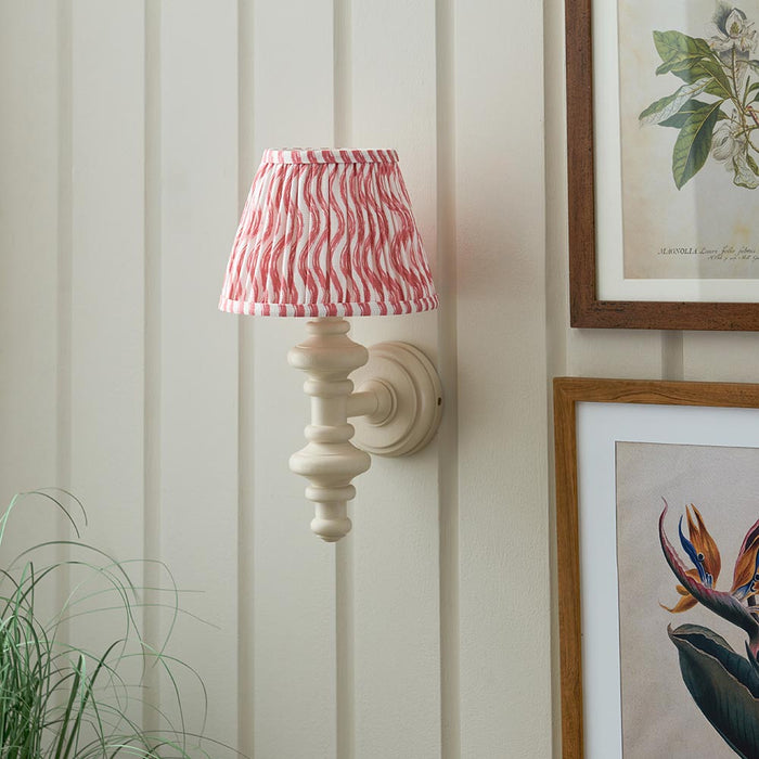 Carnaby And Ripple 20cm Coral Pink Shade Wall Light With Satin Almond White Base