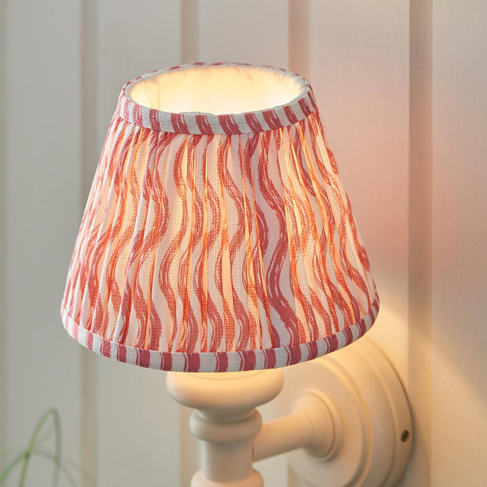 Carnaby And Ripple 20cm Coral Pink Shade Wall Light With Satin Almond White Base