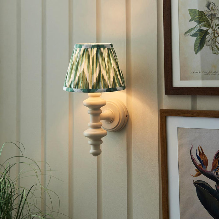 Carnaby And Zigzag 20cm Cotswold Green Shade Wall Light Satin Almond White Base