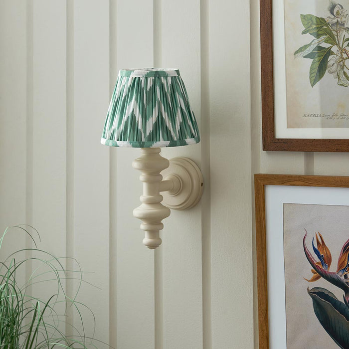 Carnaby And Zigzag 20cm Cotswold Green Shade Wall Light Satin Almond White Base