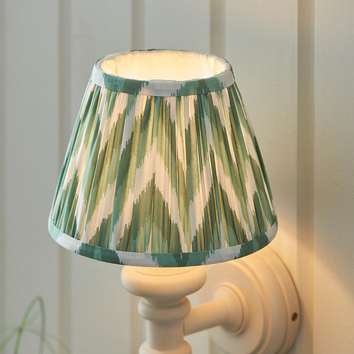 Carnaby And Zigzag 20cm Cotswold Green Shade Wall Light Satin Almond White Base
