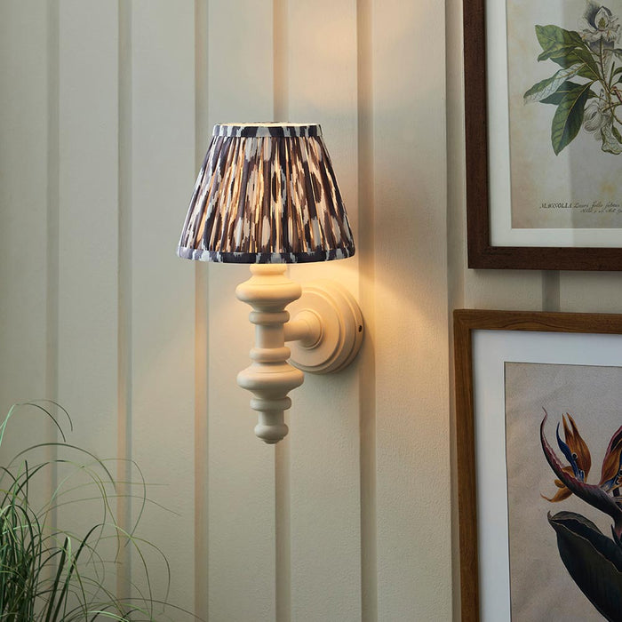 Carnaby And Ikat 20cm Pearl Grey Shade Wall Light With Satin Almond White Base