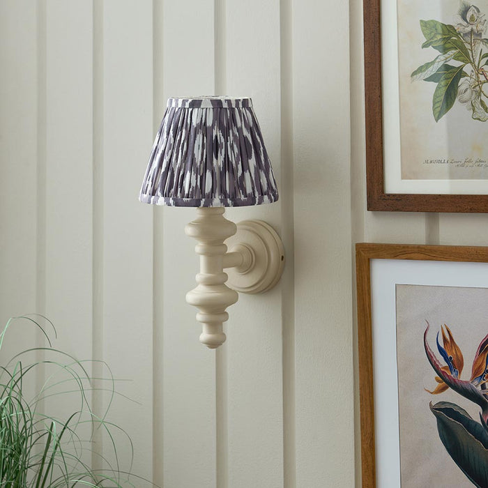Carnaby And Ikat 20cm Pearl Grey Shade Wall Light With Satin Almond White Base