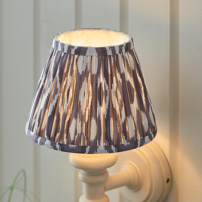 Carnaby And Ikat 20cm Pearl Grey Shade Wall Light With Satin Almond White Base
