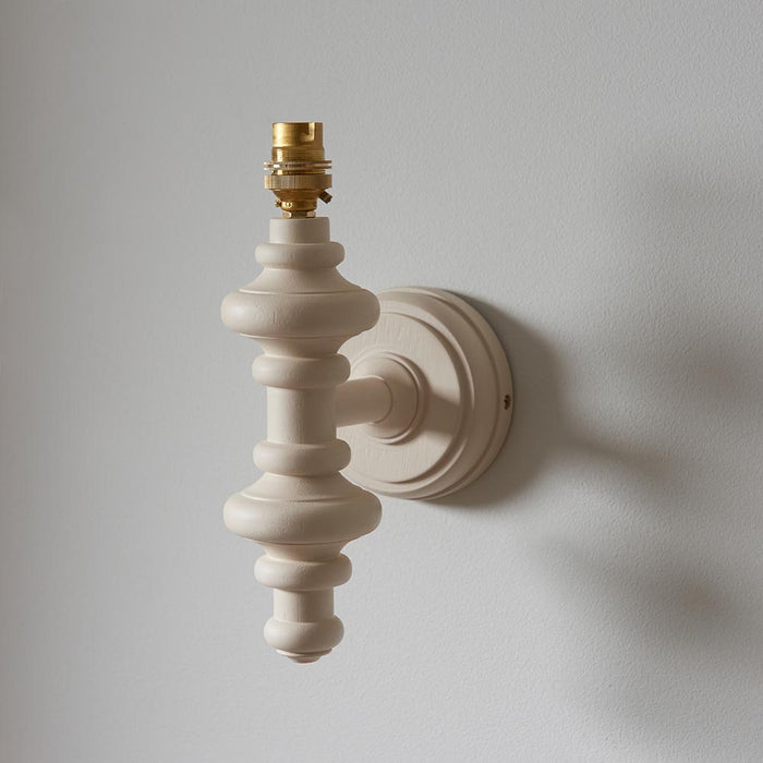 Carnaby And Ikat 20cm Pearl Grey Shade Wall Light With Satin Almond White Base