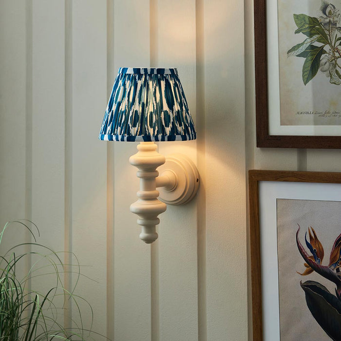 Carnaby And Ikat 20cm Marlin Blue Shade Wall Light With Satin Almond White Base