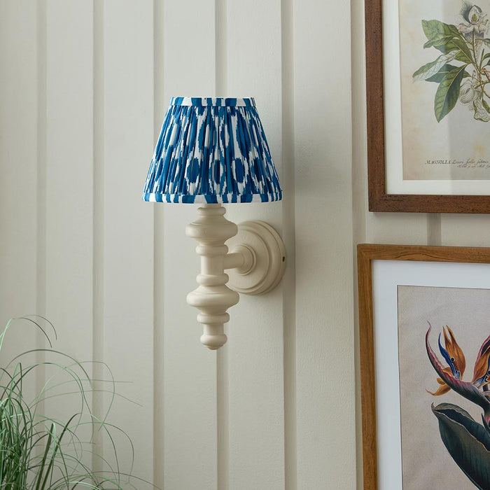 Carnaby And Ikat 20cm Marlin Blue Shade Wall Light With Satin Almond White Base