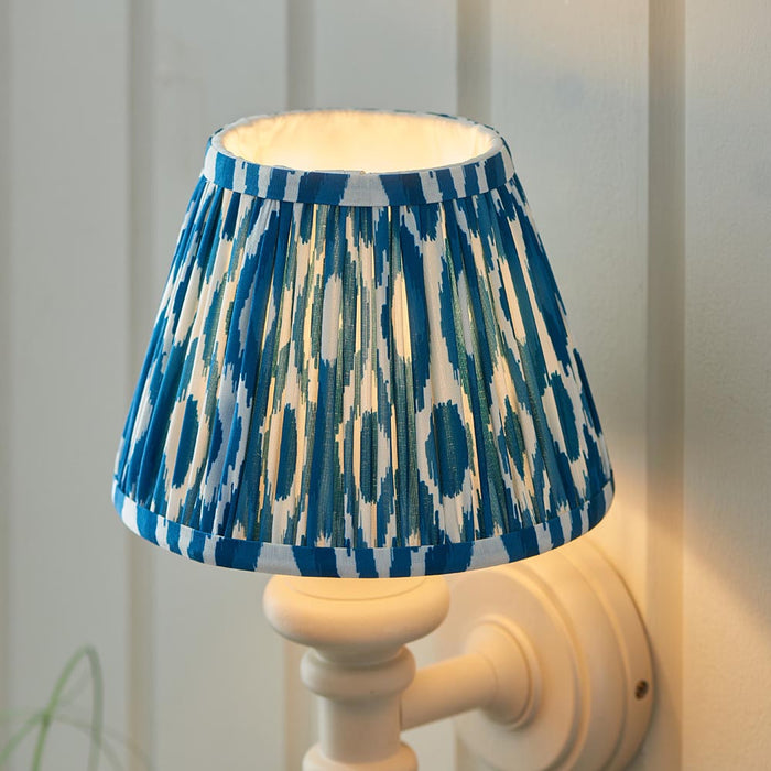 Carnaby And Ikat 20cm Marlin Blue Shade Wall Light With Satin Almond White Base