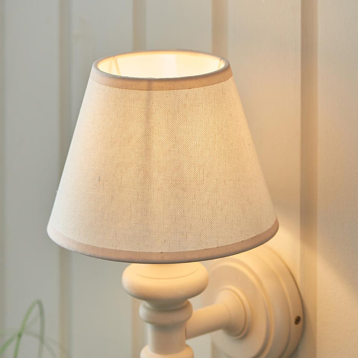Carnaby And Ivy 20cm Vintage White Shade Wall Light With Satin Almond White Base
