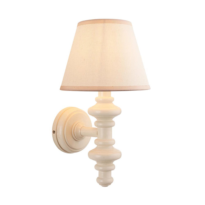 Carnaby And Ivy 20cm Vintage White Shade Wall Light With Satin Almond White Base