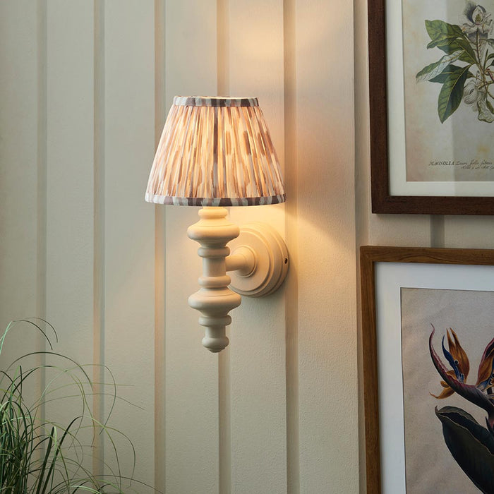 Carnaby And Ikat 20cm Neutral Shade Wall Light With Satin Almond White Base