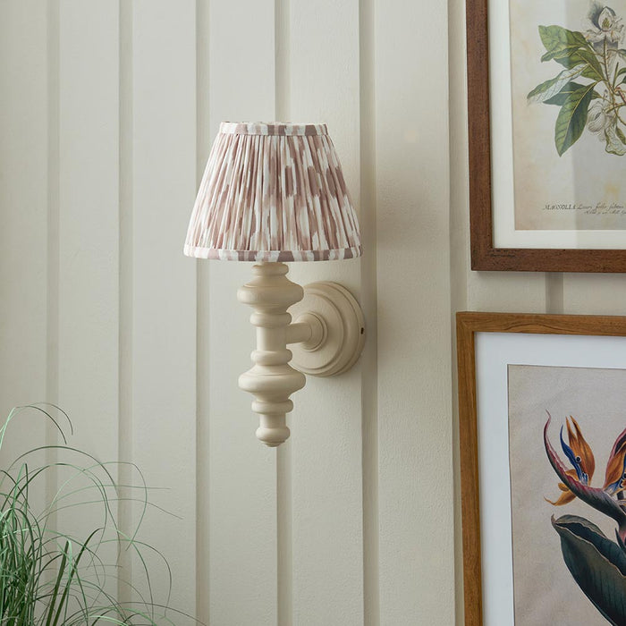 Carnaby And Ikat 20cm Neutral Shade Wall Light With Satin Almond White Base