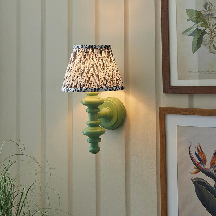 Carnaby And Leaf 20cm Pearl Grey Shade Wall Light With Satin Cotswold Green Base