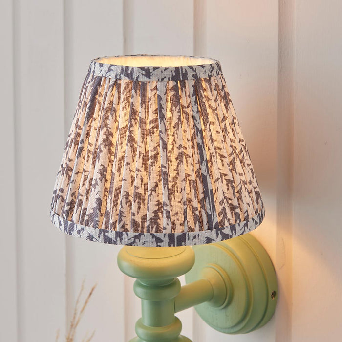 Carnaby And Leaf 20cm Pearl Grey Shade Wall Light With Satin Cotswold Green Base