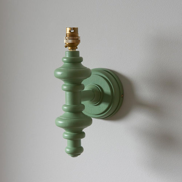 Carnaby And Ikat 20cm Coral Pink Shade Wall Light With Satin Cotswold Green Base