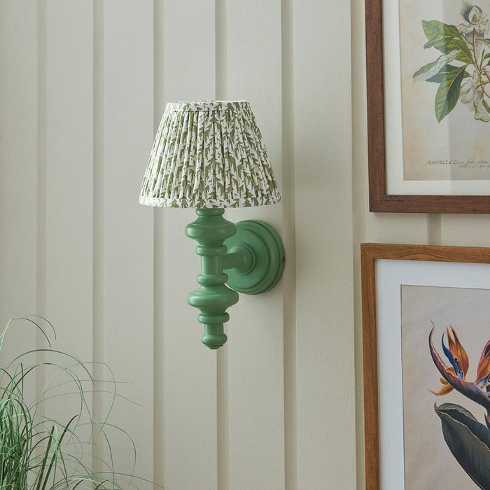 Carnaby And Leaf 20cm Herb Garden Green Shade Wall Light With Satin Cotswold Green Base