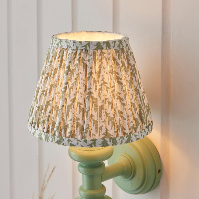 Carnaby And Leaf 20cm Herb Garden Green Shade Wall Light With Satin Cotswold Green Base