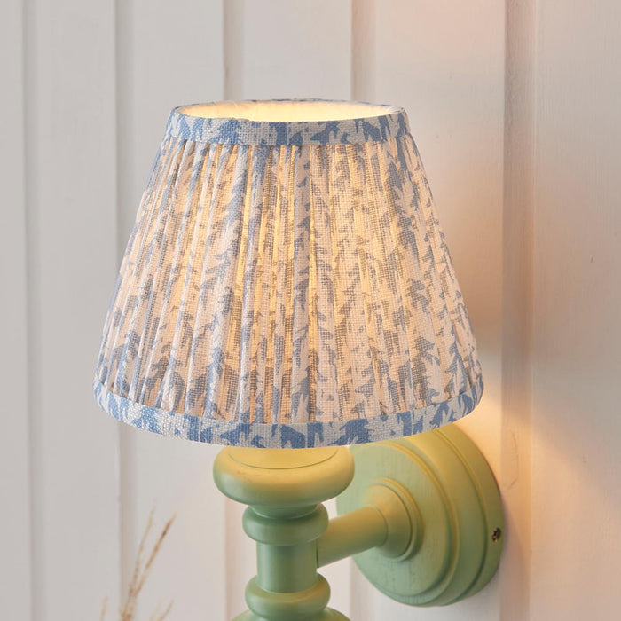 Carnaby And Leaf 20cm Shell Bay Blue Shade Wall Light With Satin Cotswold Green Base