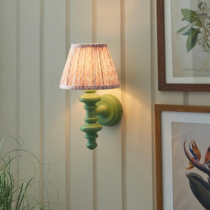 Carnaby And Leaf 20cm Peachy Keen Shade Wall Light With Satin Cotswold Green Base