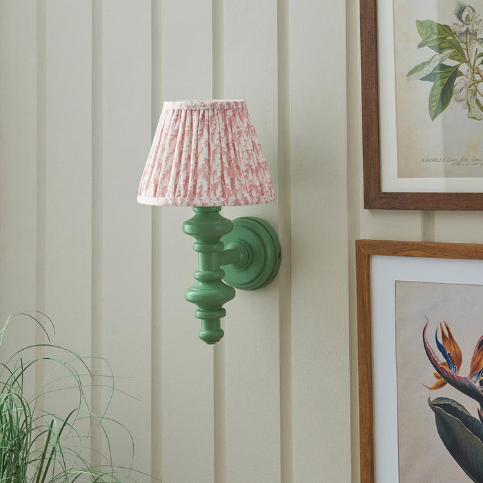 Carnaby And Leaf 20cm Peachy Keen Shade Wall Light With Satin Cotswold Green Base