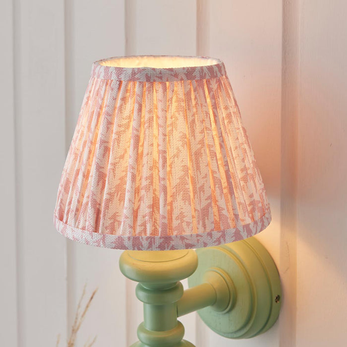 Carnaby And Leaf 20cm Peachy Keen Shade Wall Light With Satin Cotswold Green Base