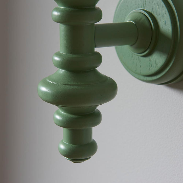 Carnaby And Leaf 20cm Peachy Keen Shade Wall Light With Satin Cotswold Green Base