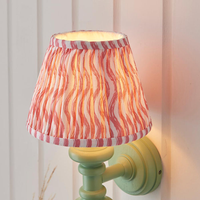 Carnaby And Ripple 20cm Coral Pink Shade Wall Light With Satin Cotswold Green Base