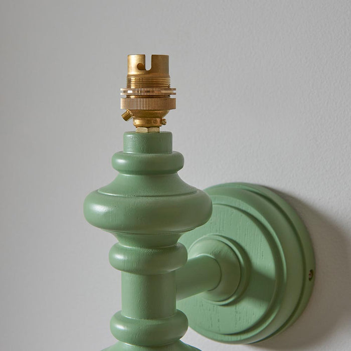 Carnaby And Ripple 20cm Coral Pink Shade Wall Light With Satin Cotswold Green Base