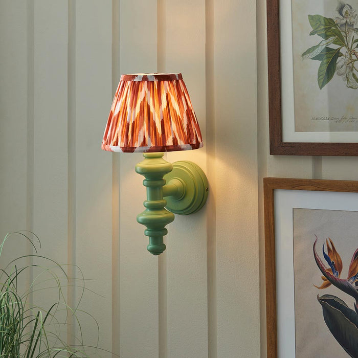 Carnaby And Zigzag 20cm Apricot Orange Shade Wall Light Satin Cotswold Green Base