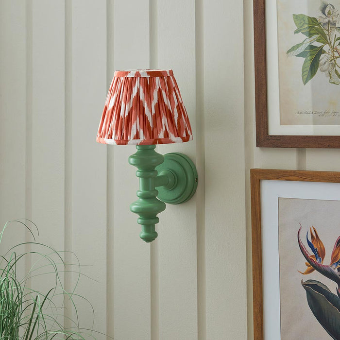 Carnaby And Zigzag 20cm Apricot Orange Shade Wall Light Satin Cotswold Green Base