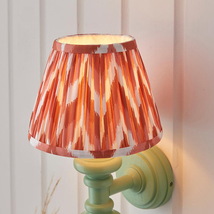 Carnaby And Zigzag 20cm Apricot Orange Shade Wall Light Satin Cotswold Green Base