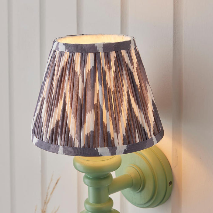 Carnaby And Ikat 20cm Pearl Grey Shade Wall Light With Satin Cotswold Green Base