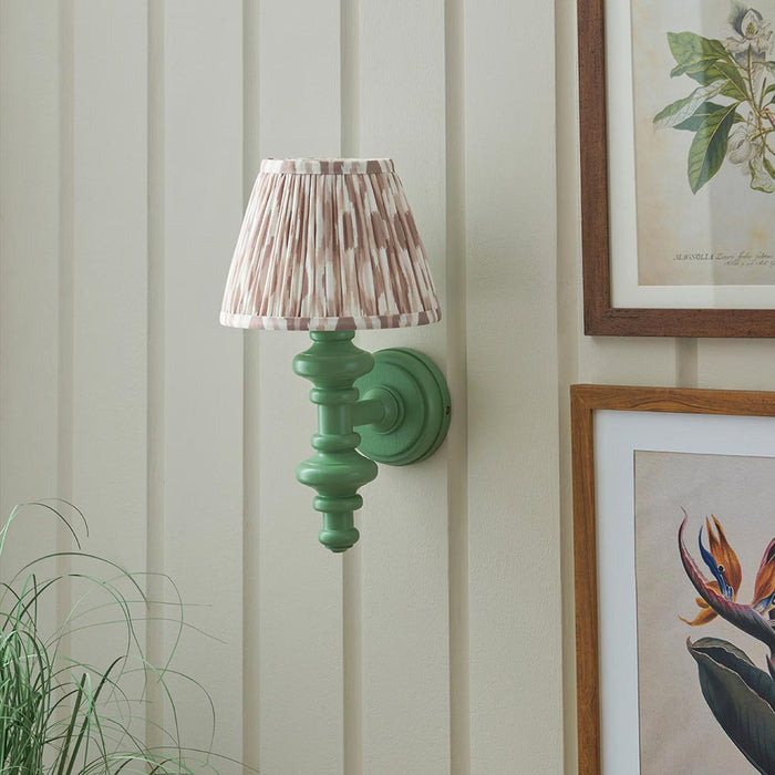 Carnaby And Ikat 20cm Neutral Shade Wall Light With Satin Cotswold Green Base