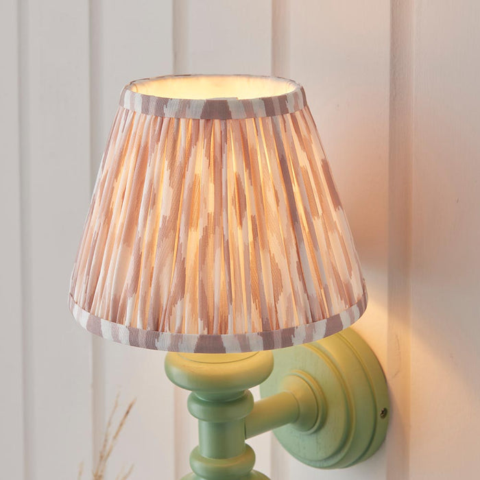 Carnaby And Ikat 20cm Neutral Shade Wall Light With Satin Cotswold Green Base
