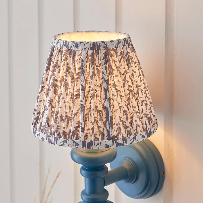 Carnaby And Leaf 20cm Pearl Grey Shade Wall Light With Satin Marlin Blue Base