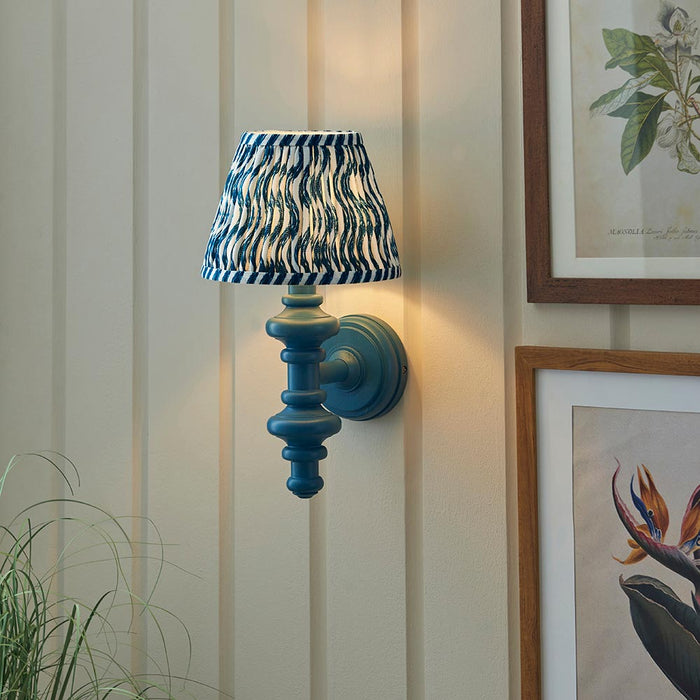 Carnaby And Ripple 20cm Marlin Blue Shade Wall Light With Satin Marlin Blue Base