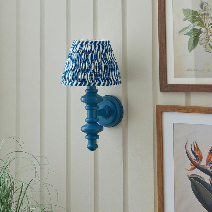 Carnaby And Ripple 20cm Marlin Blue Shade Wall Light With Satin Marlin Blue Base