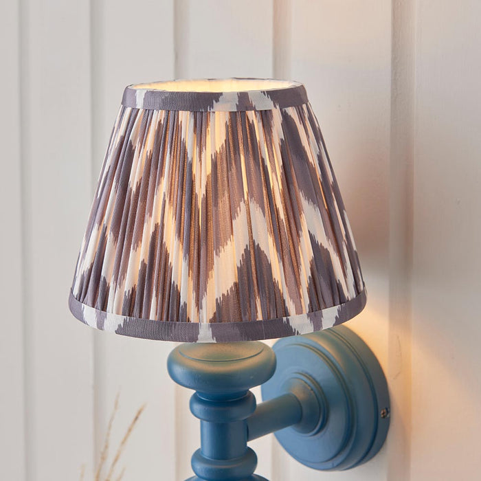Carnaby And Zigzag 20cm Pearl Grey Shade Wall Light Satin Marlin Blue Base