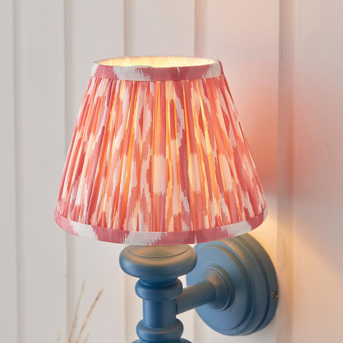 Carnaby And Ikat 20cm Coral Pink Shade Wall Light With Satin Marlin Blue Base