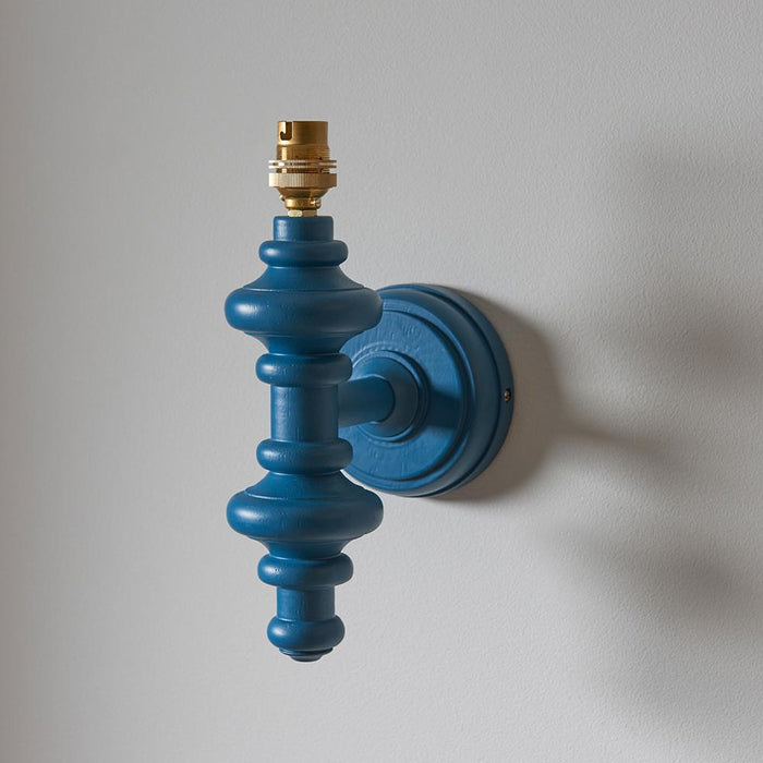 Carnaby And Ikat 20cm Coral Pink Shade Wall Light With Satin Marlin Blue Base