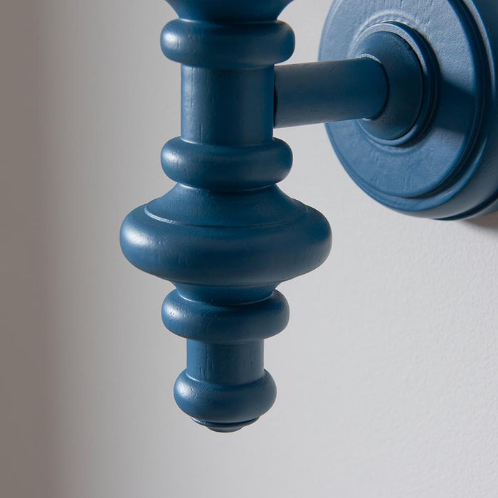 Carnaby And Leaf 20cm Herb Garden Green Shade Wall Light With Satin Marlin Blue Base