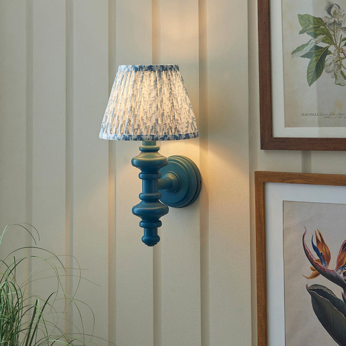 Carnaby And Leaf 20cm Shell Bay Blue Shade Wall Light With Satin Marlin Blue Base