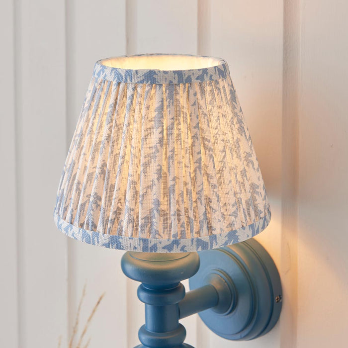 Carnaby And Leaf 20cm Shell Bay Blue Shade Wall Light With Satin Marlin Blue Base