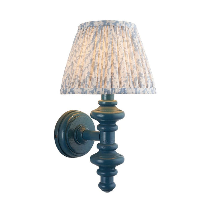 Carnaby And Leaf 20cm Shell Bay Blue Shade Wall Light With Satin Marlin Blue Base