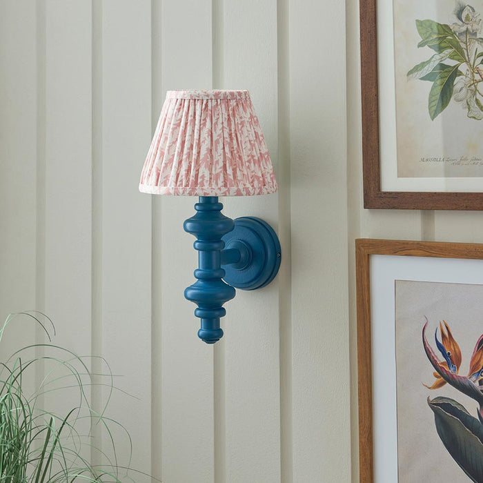 Carnaby And Leaf 20cm Peachy Keen Shade Wall Light With Satin Marlin Blue Base