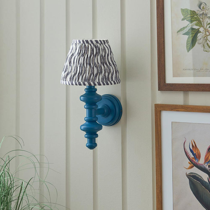 Carnaby And Ripple 20cm Pearl Grey Shade Wall Light With Satin Marlin Blue Base